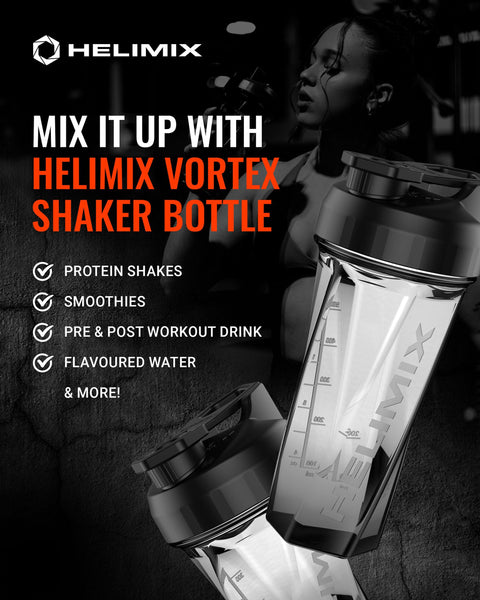 Helimix 2.0 Vortex Blender Shaker Bottle 828 ml - No Blending Ball or Whisk - USA Made - Portable Pre Workout Whey Protein Drink Cup - Mixes Cocktails Smoothies Shakes - Top Rack Safe