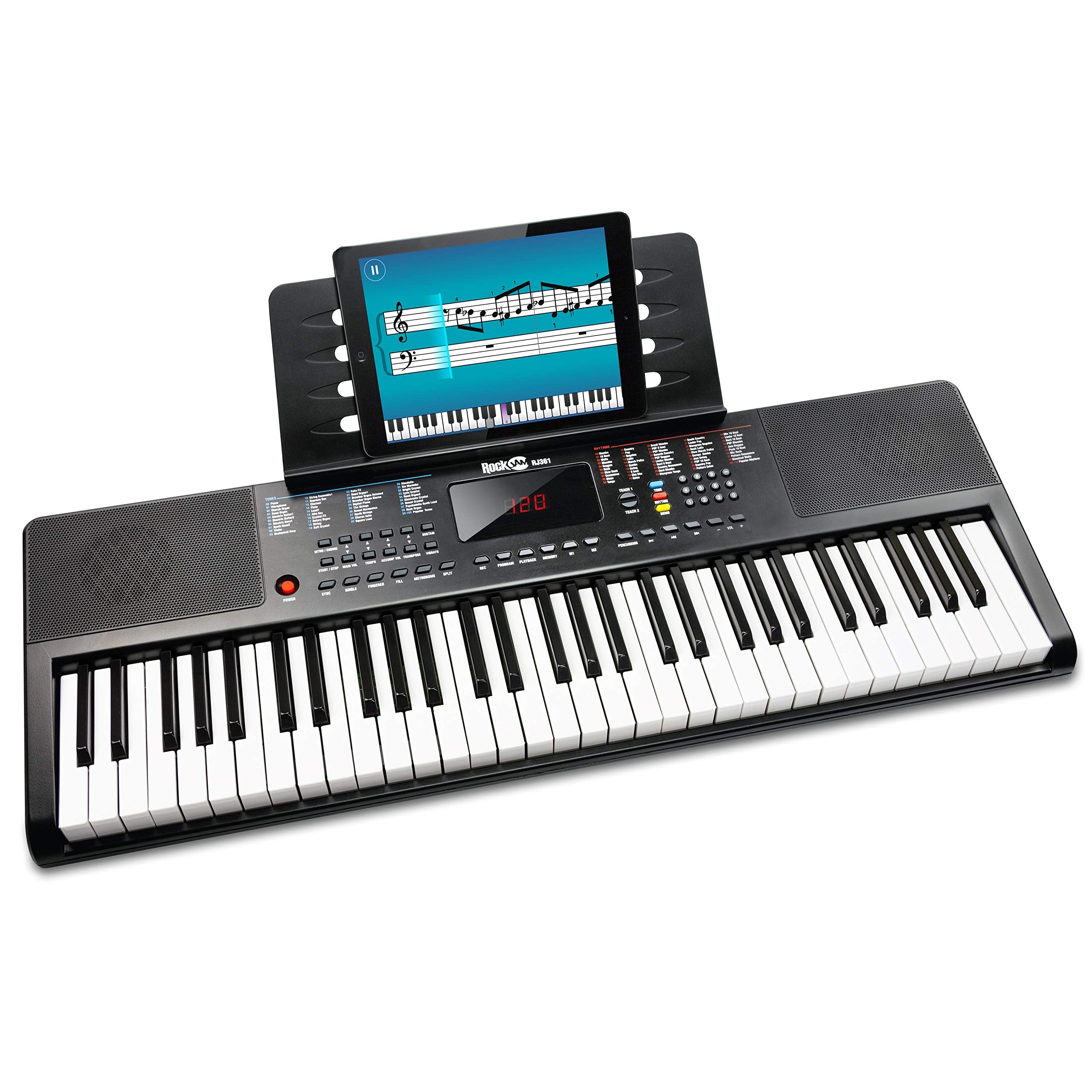 RockJam 88 Key Digital Piano with Full Size Semi-Weighted Keys, Power Supply, Sheet Music Stand, Piano Note Stickers & Simply Piano Lessons