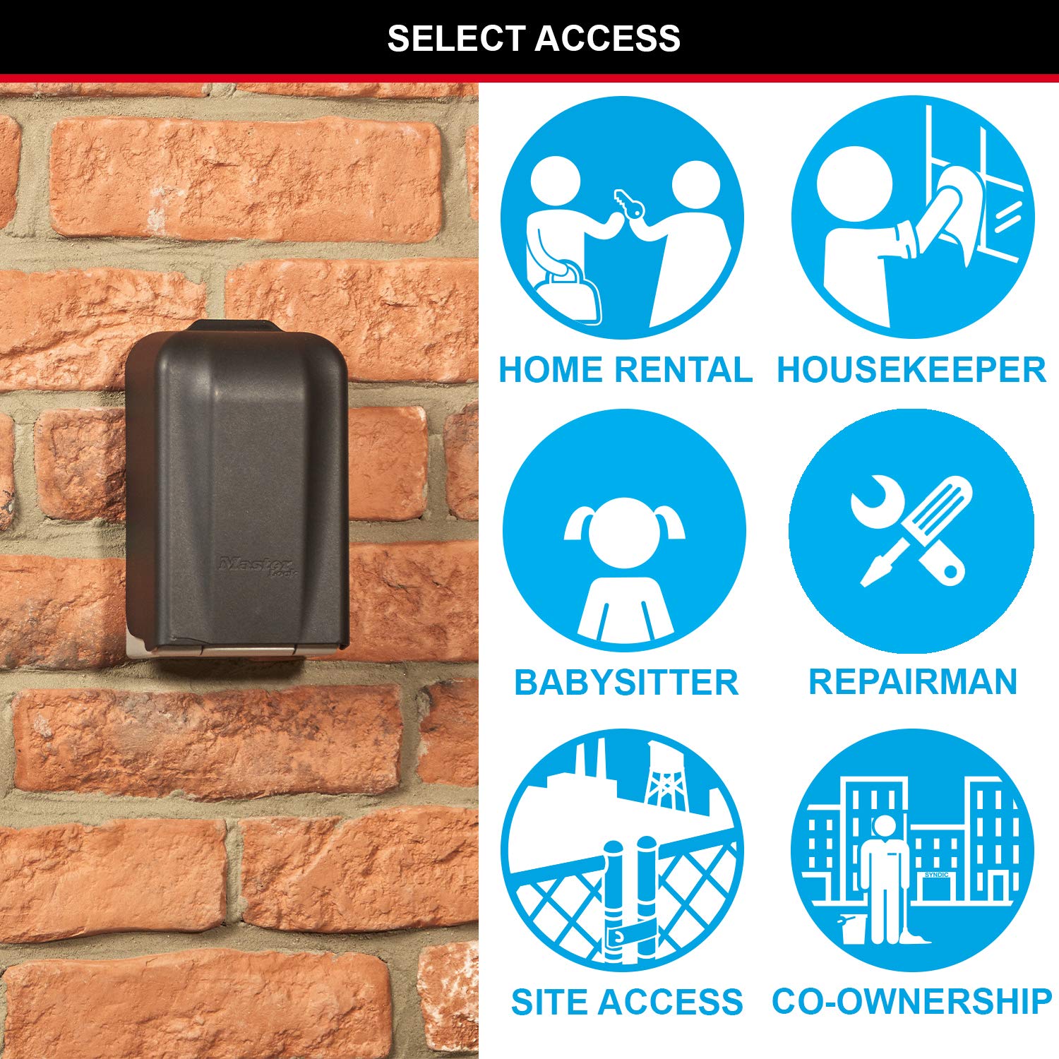 MASTER LOCK Extra Large Key Safe Wall Mounted, XL 106 x 146 x 53 mm, Outdoor, Mounting Kit, for Home Office Industries Vehicles, Black & Silver