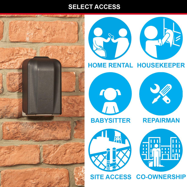 MASTER LOCK Extra Large Key Safe Wall Mounted, XL 106 x 146 x 53 mm, Outdoor, Mounting Kit, for Home Office Industries Vehicles, Black & Silver