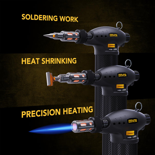 LEXIVON Butane Soldering Iron Multi-Purpose Kit | Cordless Self-Igniting Adjustable Flame 7-Tip Set | Pro-Grade (LX-770)