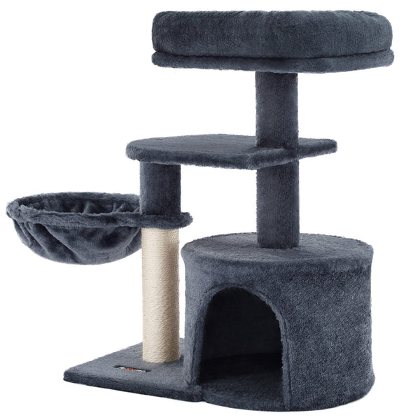 FEANDREA Cat Tree, Small Cat Tower, Kitten Scratching Post, Smoky Grey PCT59G
