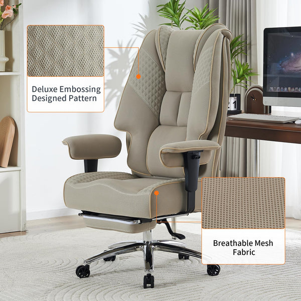 EXCEBET Ergonomic Office Chair – High Back PU Leather Executive Desk Chair with Adjustable Armrests, Swivel Computer Chair for Home/Office, Heavy Duty Support up to 400 lbs