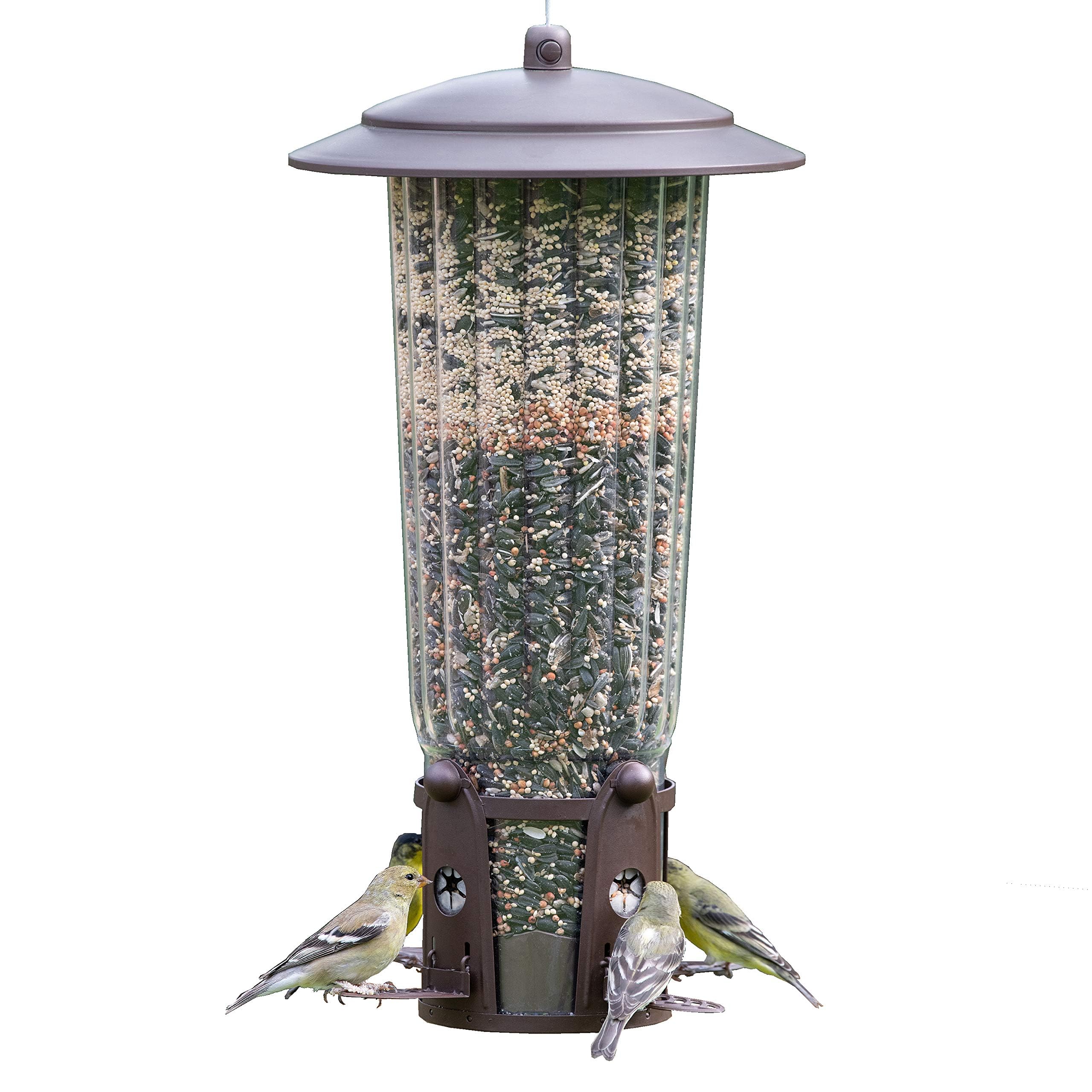 Perky-Pet 334-1SR Squirrel-Be-Gone Max Large Wild Bird Feeder with Flexports, Squirrel Proof Bird Feeder with Weight-Activated Perches - 4LB Seed