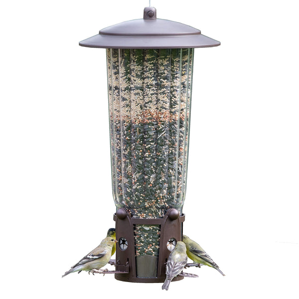 Perky-Pet 334-1SR Squirrel-Be-Gone Max Large Wild Bird Feeder with Flexports, Squirrel Proof Bird Feeder with Weight-Activated Perches - 4LB Seed