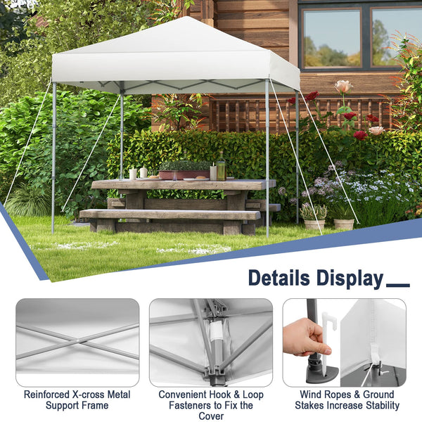 COSTWAY 2m x 2m Pop up Gazebo, 3-Position Height Adjustable Commercial Instant Canopy Tent with Carry Bag, Garden Patio Sun Shelter for Camping BBQ Party (Blue, 198 x 198 x 190-244 cm)