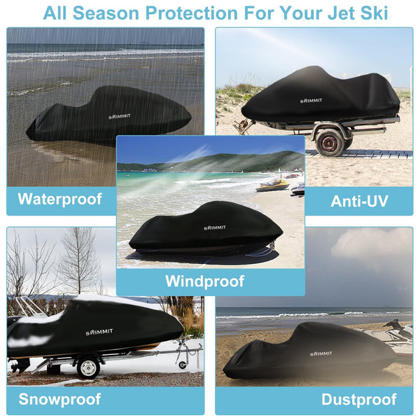 Jet Ski Cover 3 Seater,Upgraded Heavy Duty 420D Jetski Covers Waterproof with 2 Air Vent Marine Grade UV Resistant Fits Seadoo,Kawasaki,Waverunner