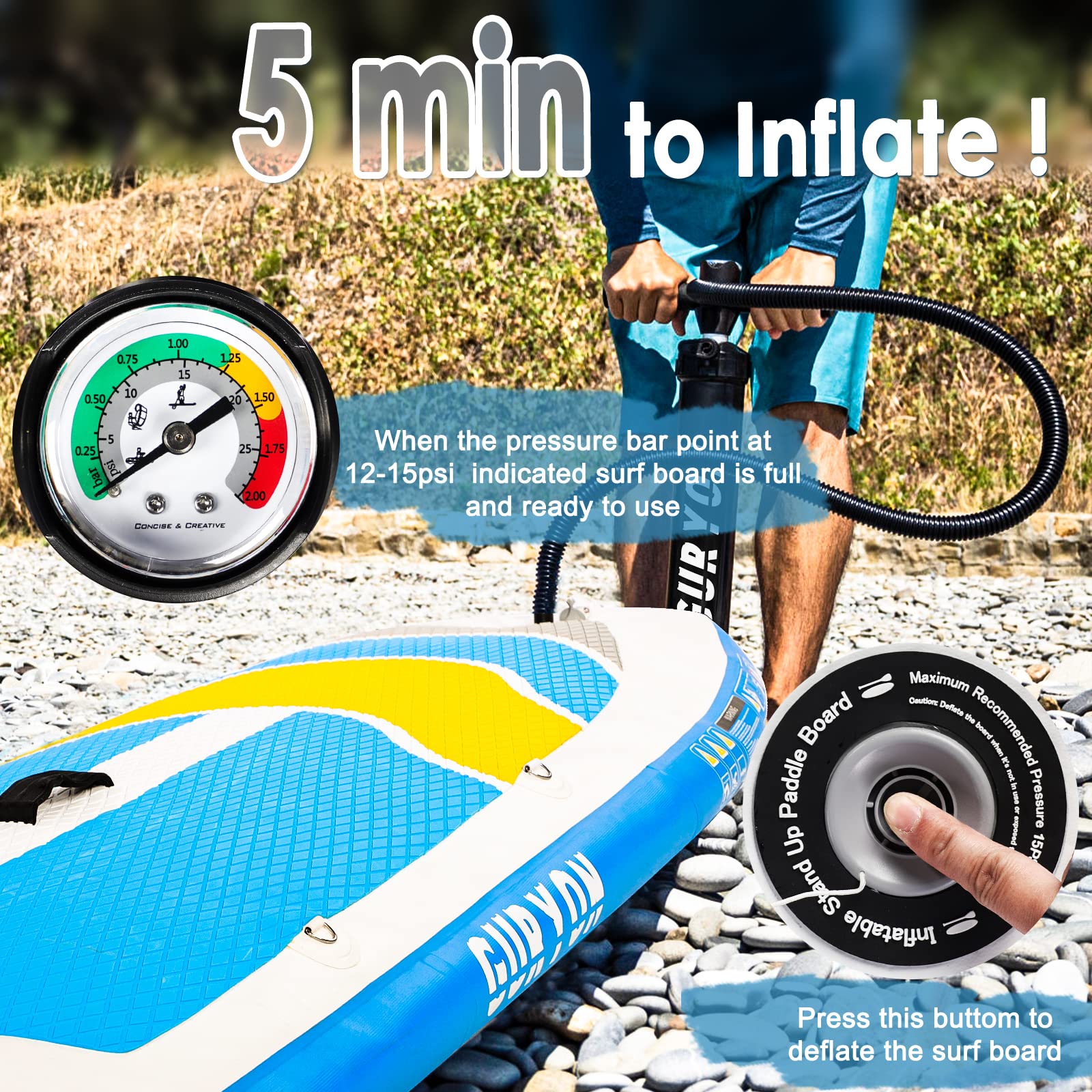 Paddle Board, Inflatable Stand Up Paddle Board Ultra-light ISUP 10’x 30" x 6" Paddle Board with Adjustable Paddle, Hand Pump, Leash, Repair Kit, Waterproof Phone Case, Paddle Board for Adults