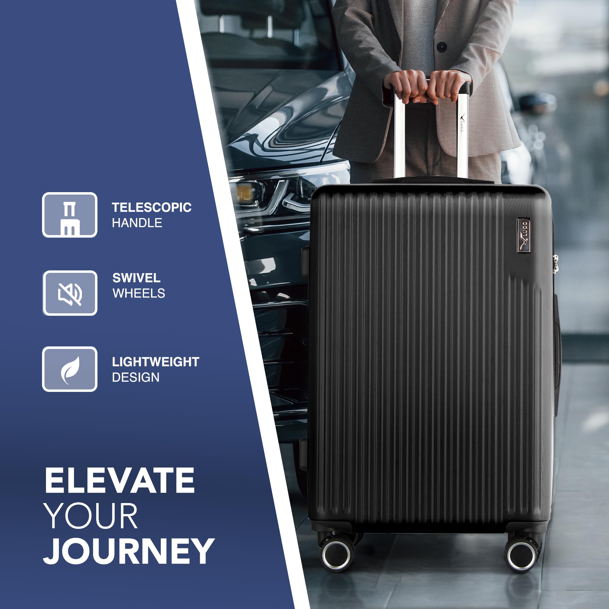 LUGG 15 Inch Vacay Cabin Case - 45x36x20 cm, Airline Approved Carry On Suitcase, ABS Lightweight Suitcase, Water Resistant Hard Suit Case with 360° Spinner Wheels, Carry On Bag with TSA Indent Lock