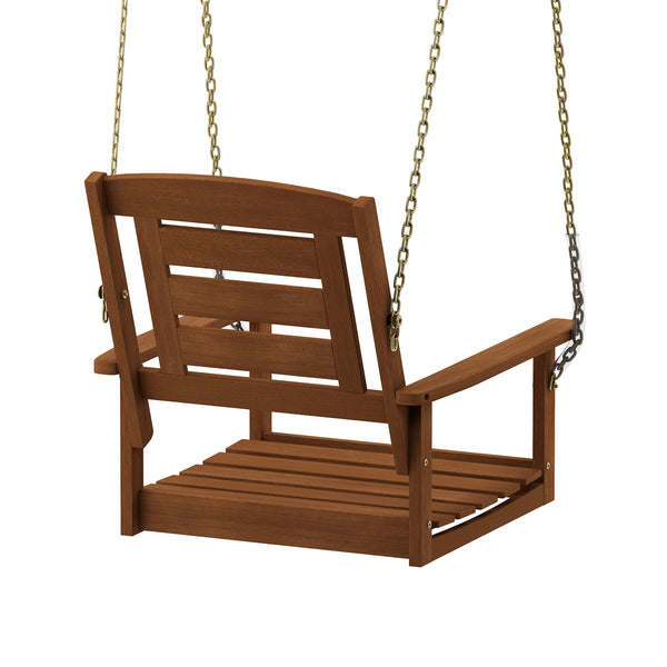Furinno Tioman Hardwood Hanging Porch Swing with Stand in Teak Oil, Natural