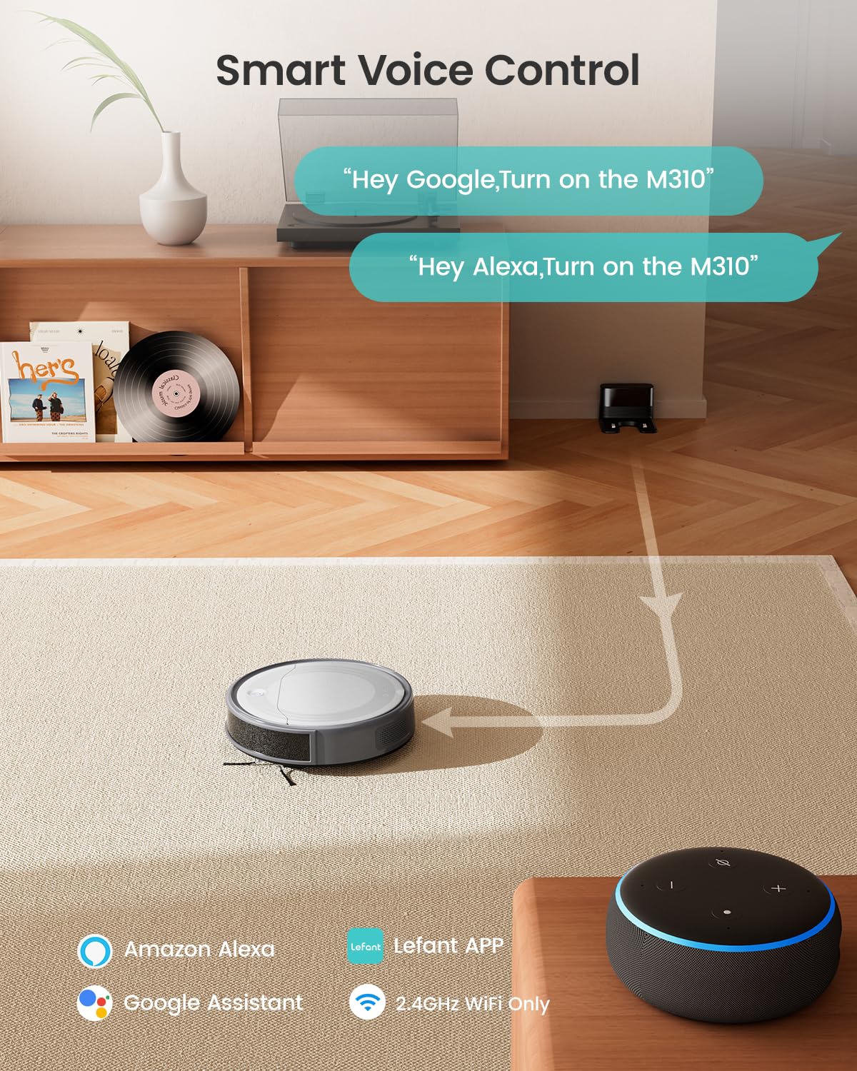 Lefant M210 Robot Vacuum Cleaner, 2200Pa Strong Suction, 7.8cm Thin 28cm DIA, Automatic Self-Charging Small Robotic Vacuums, Wi-Fi/App/Alexa Control, Ideal for Pet Hair Hard Floor and Carpet