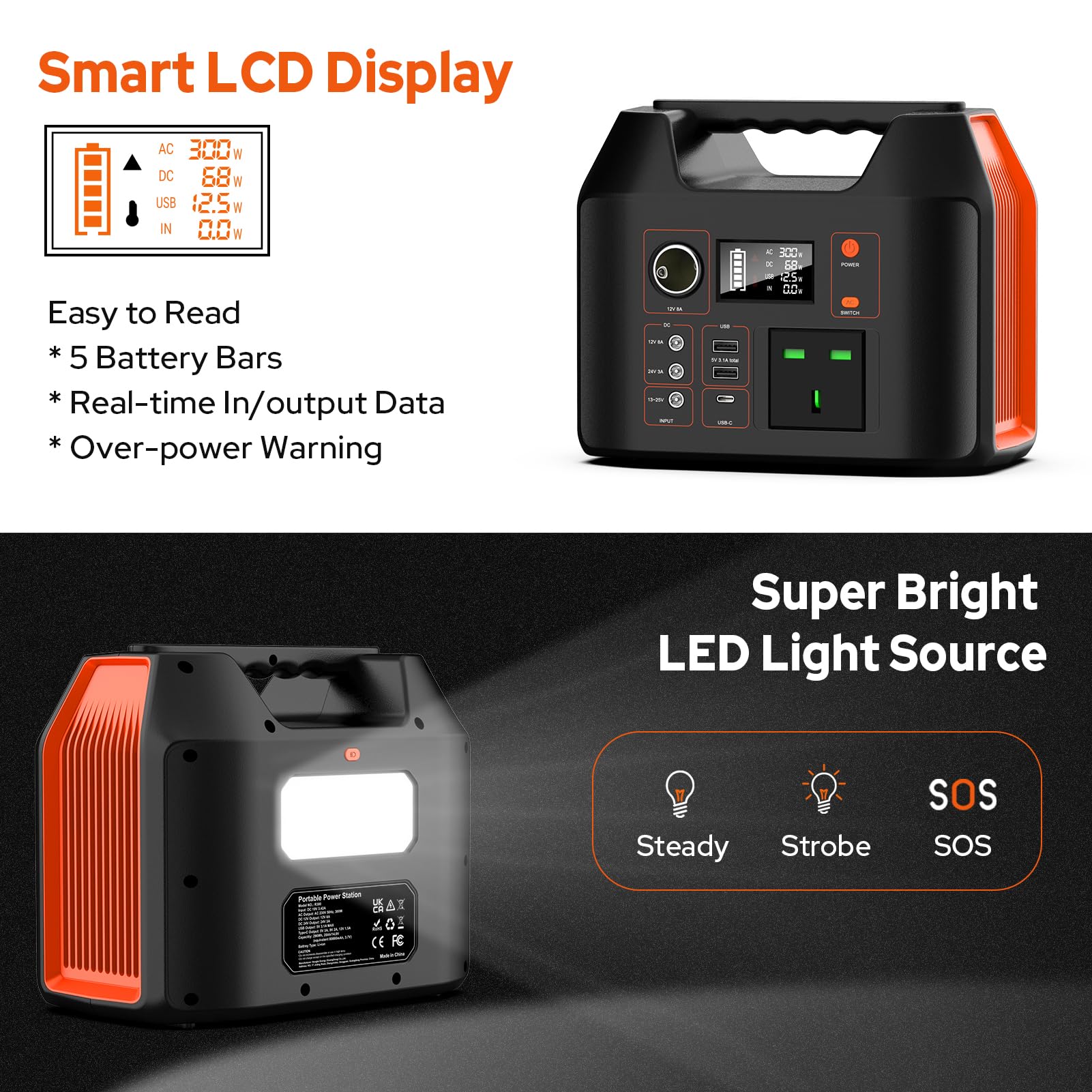 SinKeu Portable Power Station,27000mAh/99Wh Solar Generator with 230V/150W AC Outlet for Camping Emergency Outdoor Adventure Picnic Fishing Travel Party RV Trip(Solar Panel Not Included)