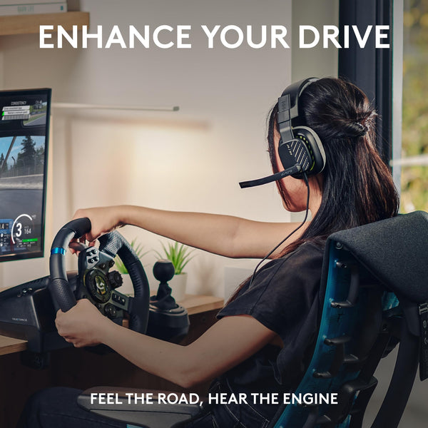 Logitech G G923 Racing Wheel and Pedals, TRUEFORCE up to 1000 Hz Force Feedback, Responsive Driving Design, Dual Clutch Launch Control, Genuine Leather Wheel Cover, for PS5, PS4, PC, Mac - Black