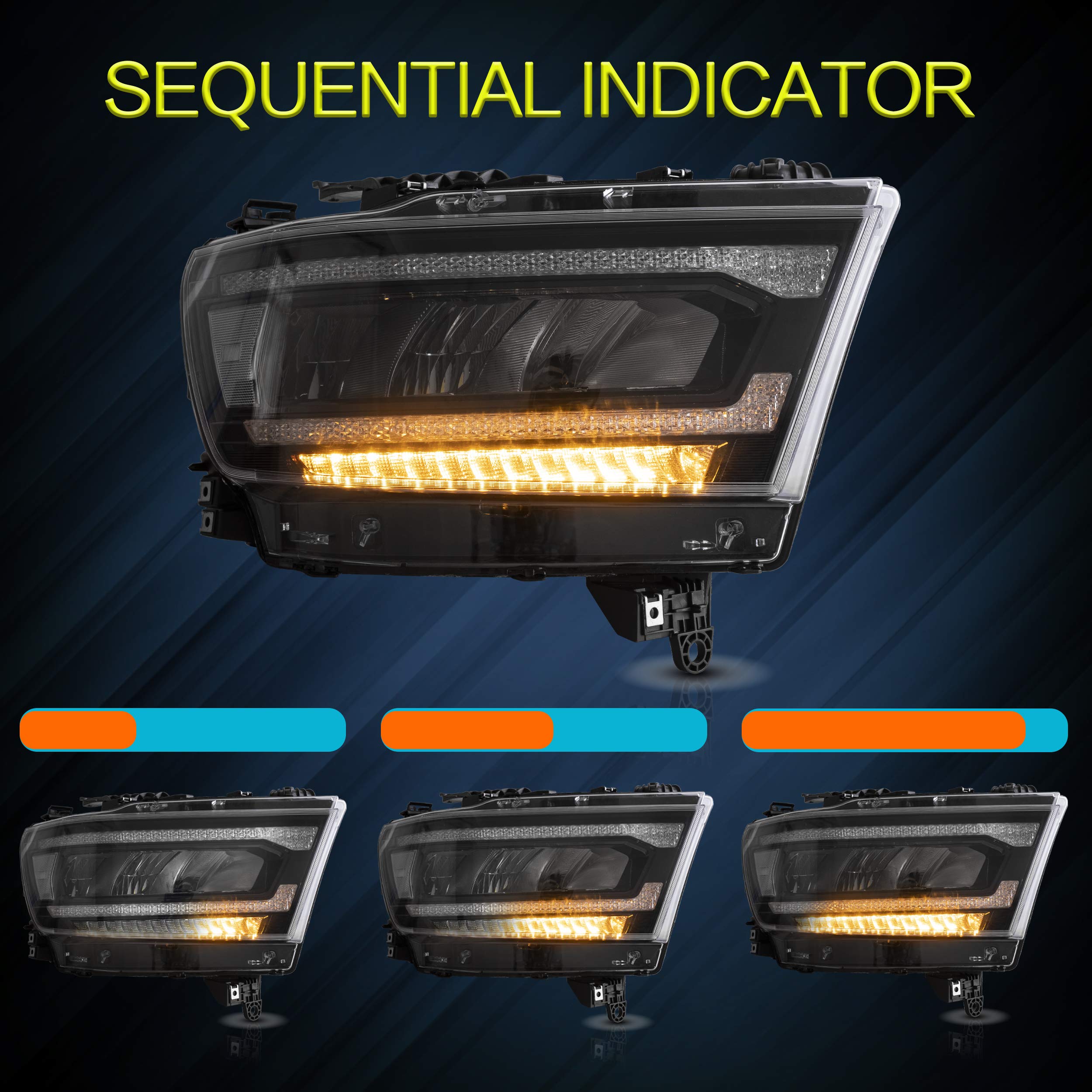 VLAND Headlights Compatible with 2019 2020 Do-dge Ram 1500 Tradesman, Bighorn, Laramie, Rebel Headlights, Pair (Driver and Passenger Side), Clear