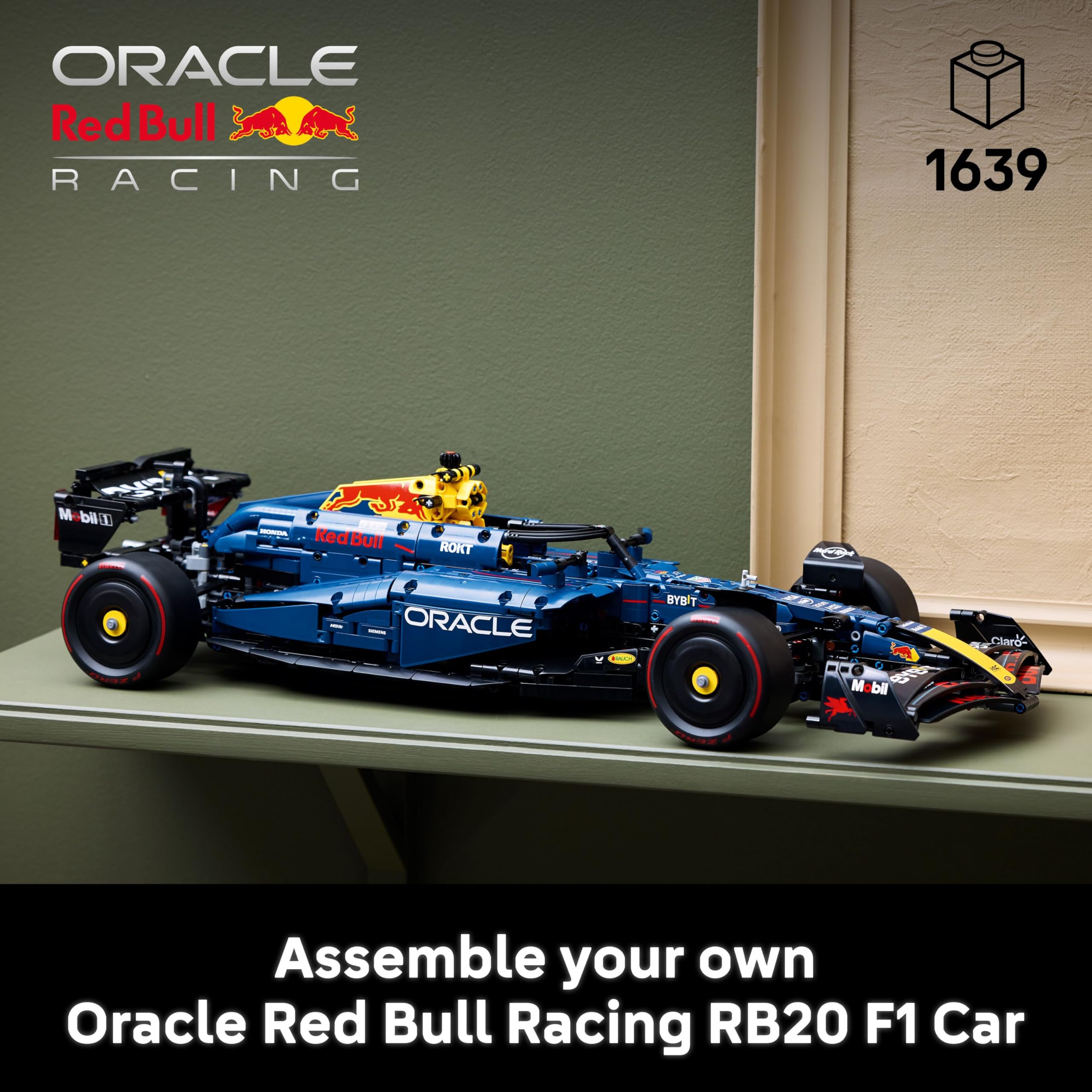 LEGO Technic Oracle Red Bull Racing RB20 F1 Car Model Kit - Collectible Formula 1 Building Set with 1:8 Scale V6 Engine, Gear Box, Steering & DRS - Gift Idea for Adult & Teenage Racing Fans - 42206