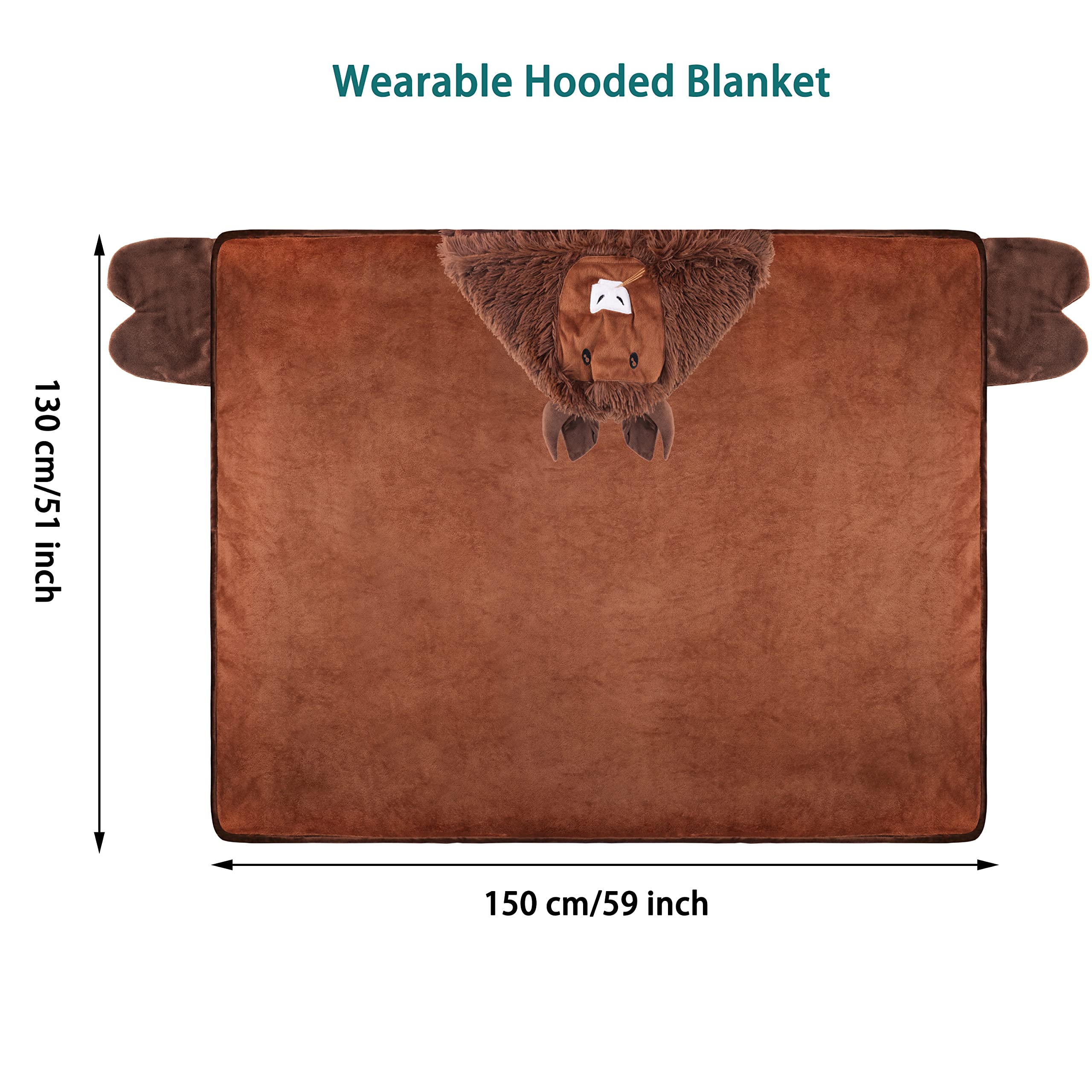Shoppawhile Sloth Gifts for Women Wearable Hooded Blanket Soft Cute Warm Fluffy Sloth Hooded Blanket 59 * 51 inch