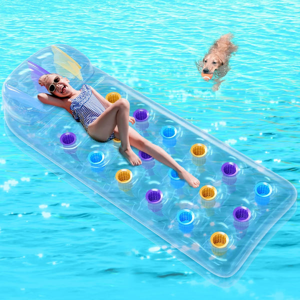 Lilo Pool Inflatables - Gontence Portable Pool Inflatable - Inflatable Pool Floats For Kids Adults - Pool Lounger with Cup Holder - Pool Float Pool Hammock Water Hammock, Blue (HW721)