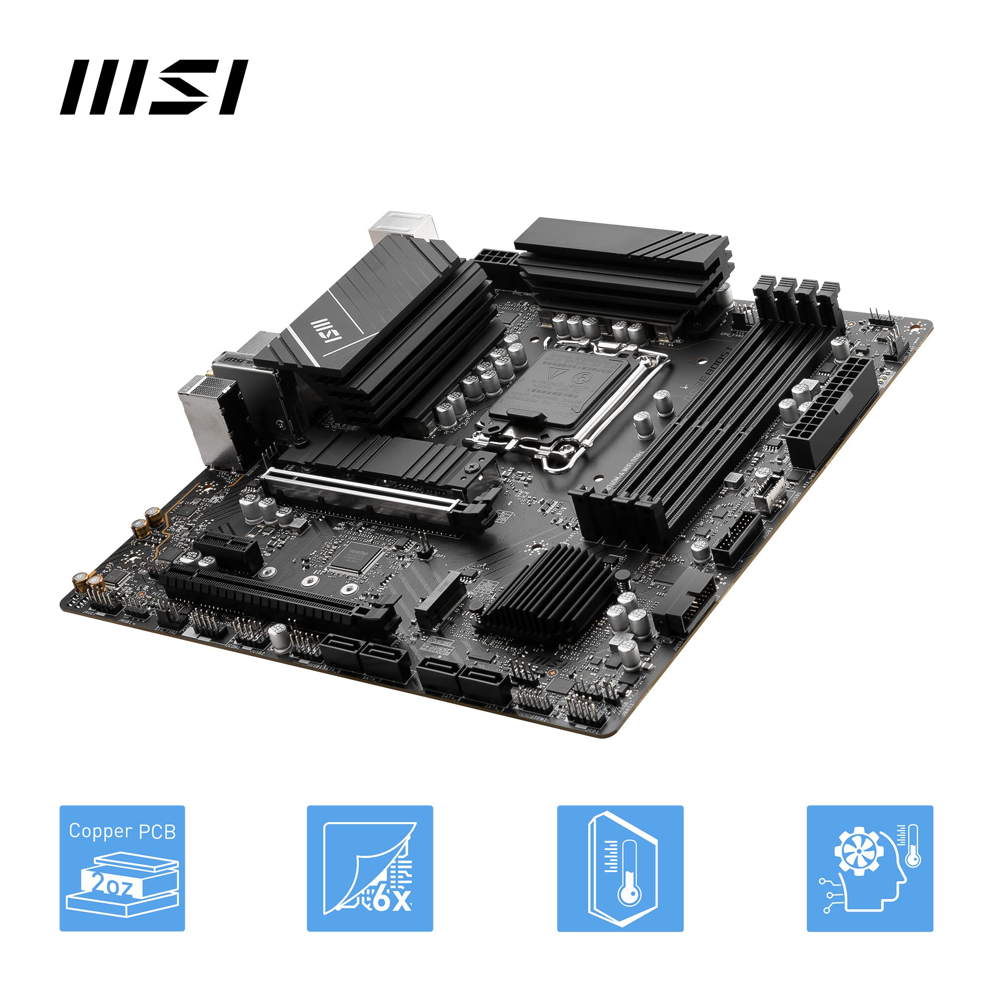 MSI B760 GAMING PLUS WIFI DDR4 Motherboard, ATX - Supports Intel 14th, 13th & 12th Gen Core Processors, LGA 1700 - DDR4 Memory Boost 5333+MHz/OC, 1x PCIe 4.0 x16, 2 x M.2 Gen4, 2.5G LAN, Wi-Fi 6E