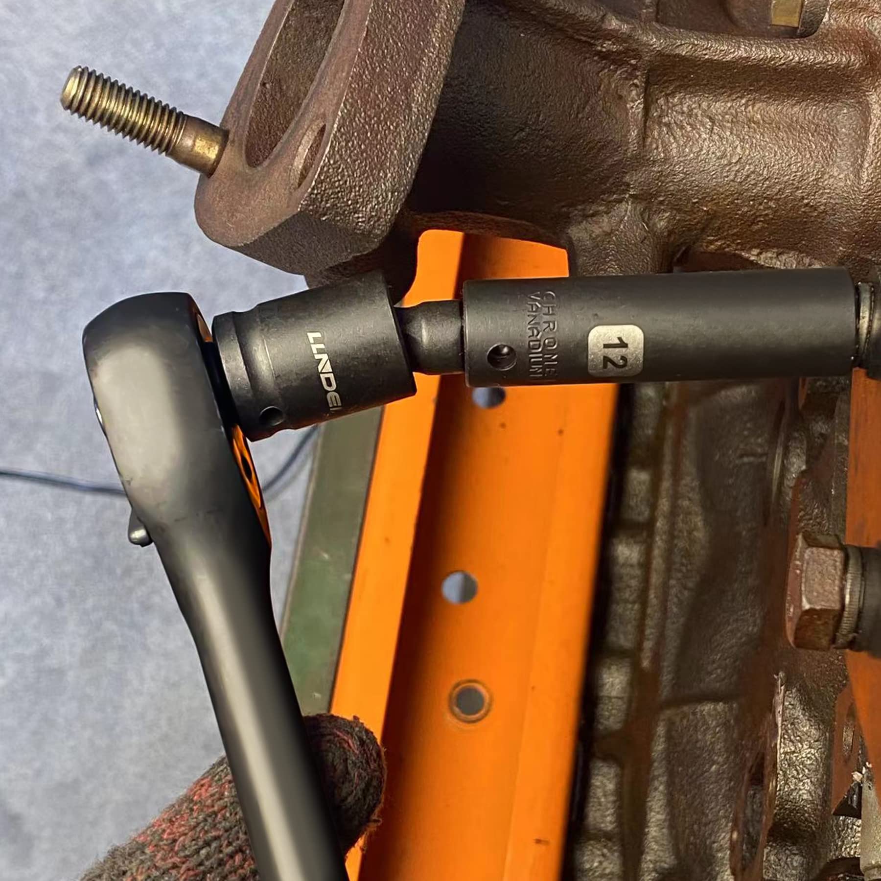 LLNDEI 1/4-Inch Drive Impact Socket Set, 52 PCS Mechanic Tool Set with Ratchet & Adapter, CR-V, Metric and Standard Full Sockets with Storage Tool Kit for Household & Automotive Repair & DIY Project