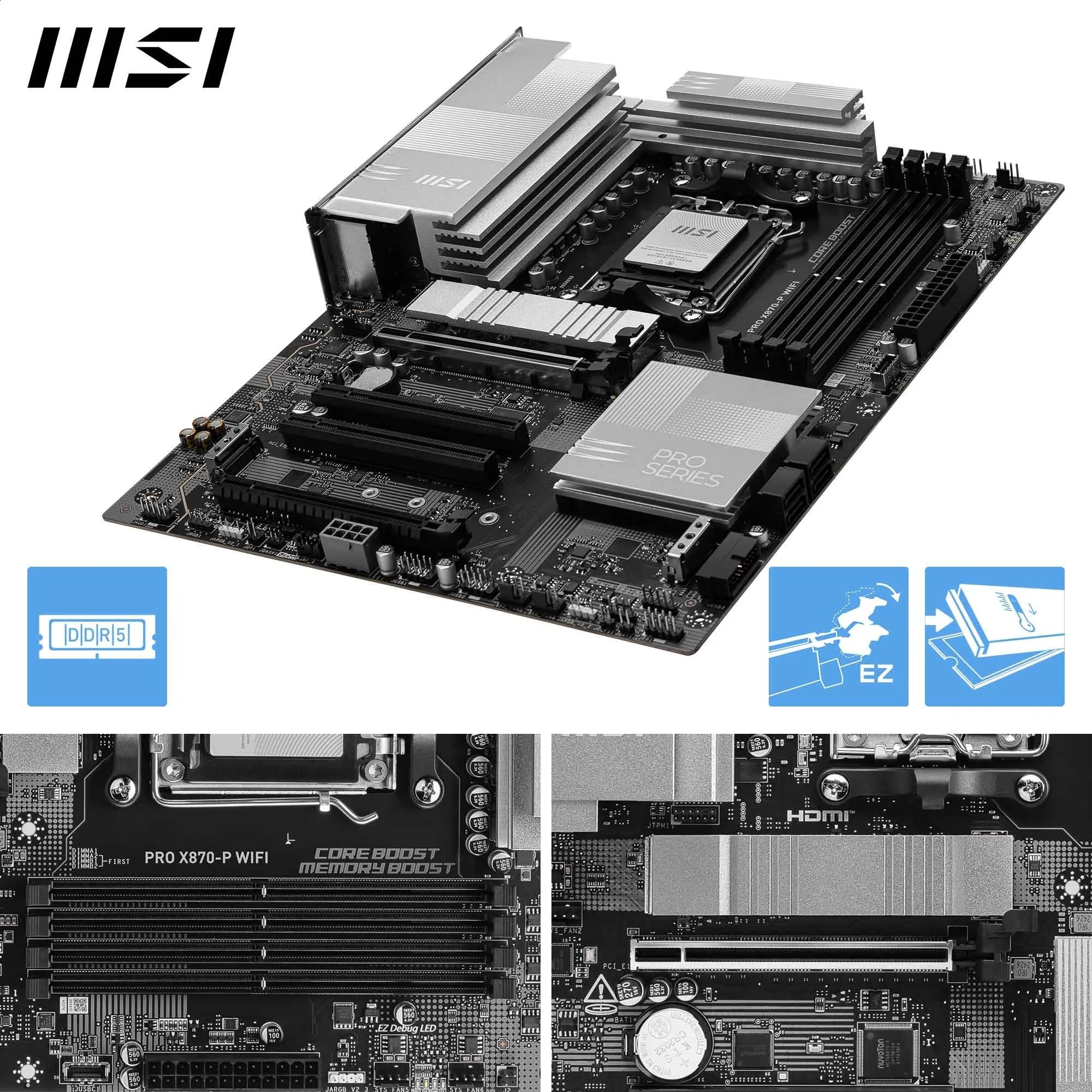 MSI X670E GAMING PLUS WIFI Motherboard, ATX - Supports AMD Ryzen 9000 / 8000 / 7000 Series Processors, AM5 - 80A SPS VRM, DDR5 Memory Boost 7800+ MHz/OC, PCIe 5.0 x16, M.2 Gen5, Wi-Fi 6E