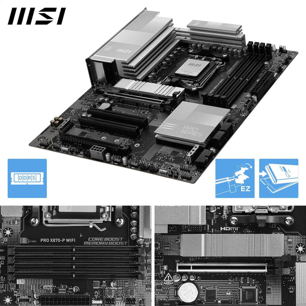 MSI X670E GAMING PLUS WIFI Motherboard, ATX - Supports AMD Ryzen 9000 / 8000 / 7000 Series Processors, AM5 - 80A SPS VRM, DDR5 Memory Boost 7800+ MHz/OC, PCIe 5.0 x16, M.2 Gen5, Wi-Fi 6E