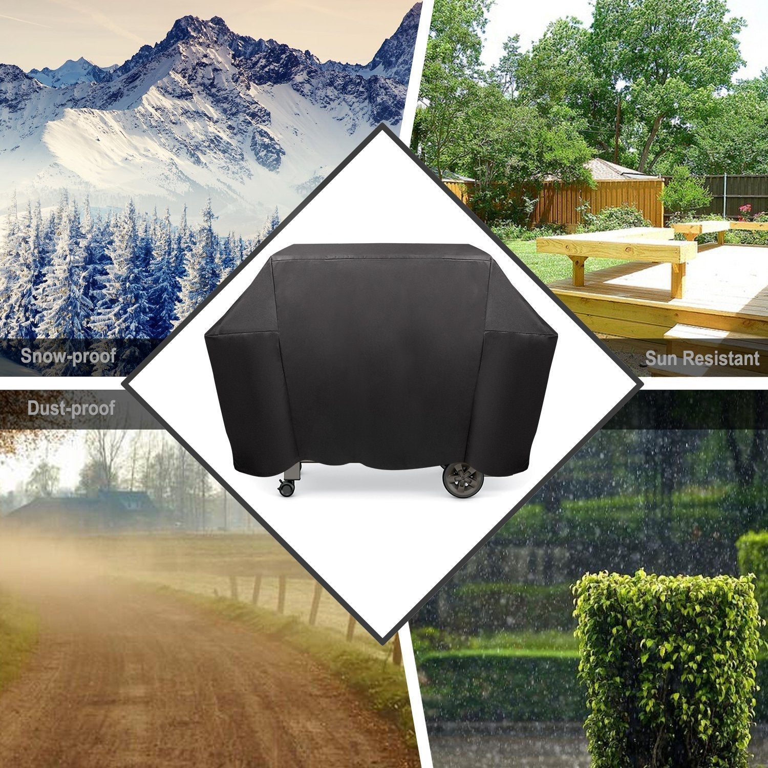 Onlyfire 7130 Upgraded Barbecue Cover 58-inch Waterproof Outdoor Grill Cover For Weber Genesis & II & II LX 300 (147L x 63W x 113H CM), Rip-Proof, UV