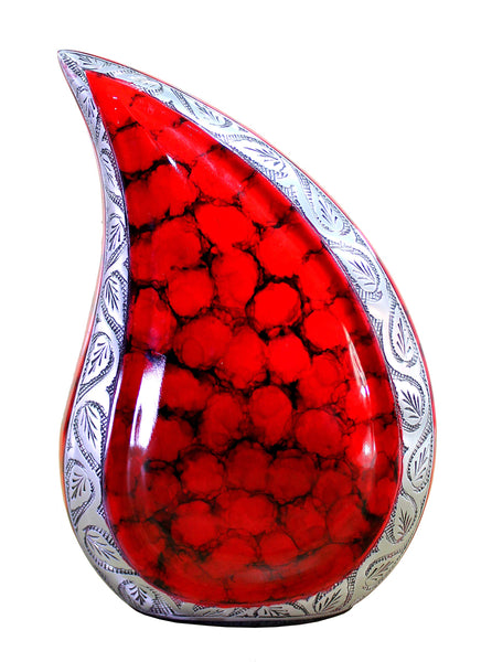 eSplanade Teardrop Cremation Urn Memorial Container Jar Pot | Cremation urn | Metal urn | Burial urn (Fiery Red)