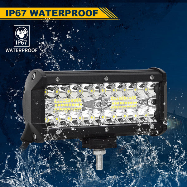 RIGIDON 8D Led Work Light Bar, 12 inch 240W 12V 24V 7D Tri Row Fog Light for Car Off road Truck SUV ATV 4x4 Boat, Flood Spot Combo Beam, Waterproof Outdoor Driving Lighting, 6000K White