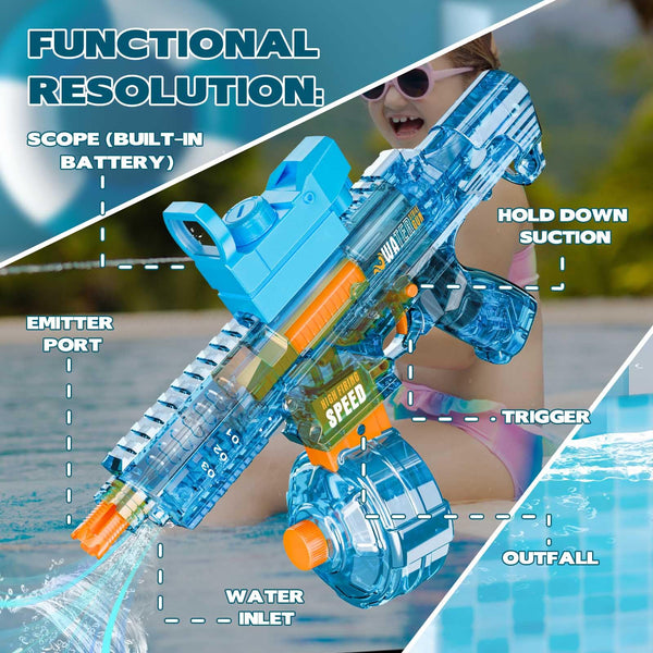 Electric Water Gun, Ultra-Long Range One-Touch Automatic Water Gun, Large Capacity Ultra-Long Standby, Suitable For Children Adults Summer Pool Party Beach Outdoor Use.
