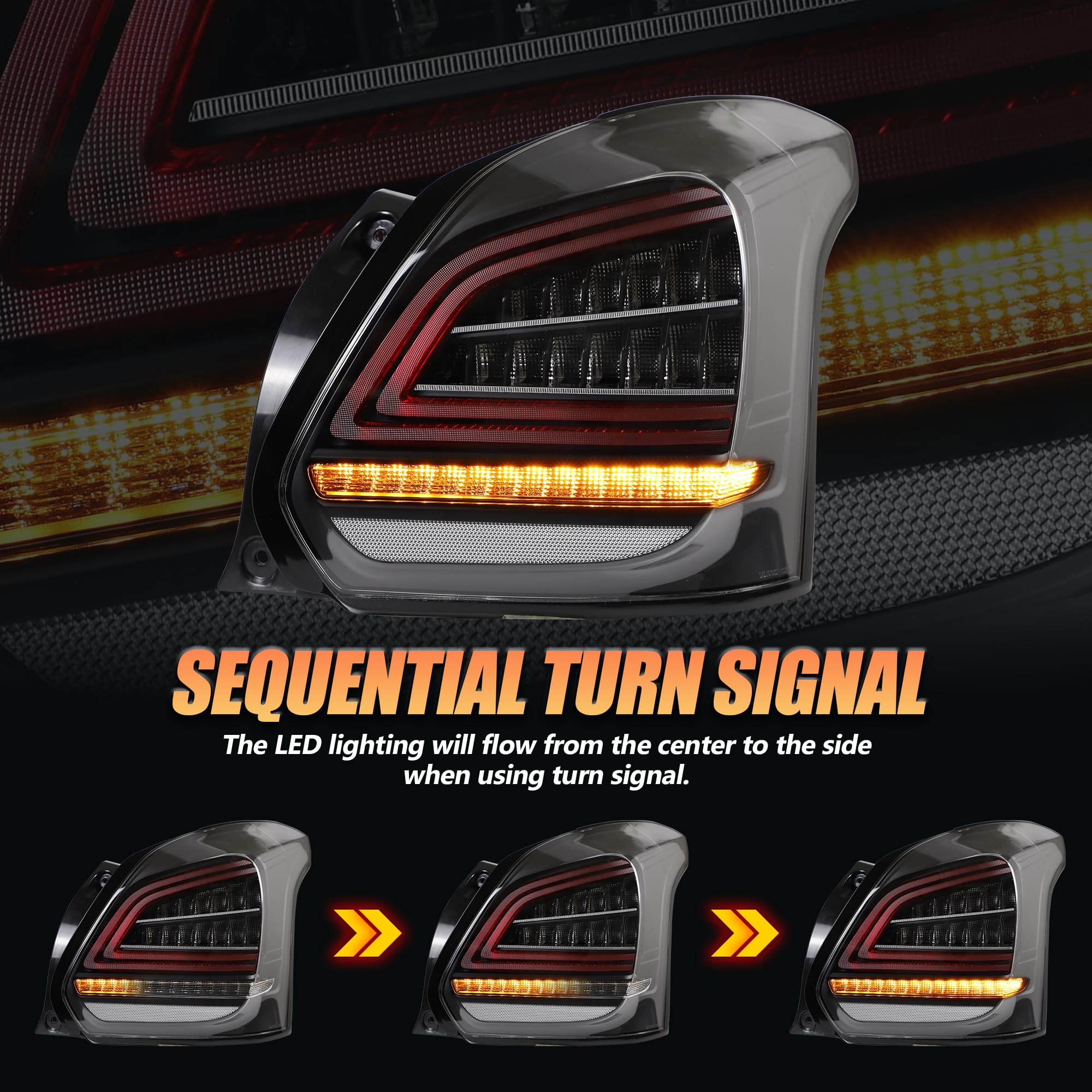 VLAND LED Rear Lights compatible with Swift 2017-2021, w/Amber Sequential Indicator, Passenger & Driver Sides - Clear