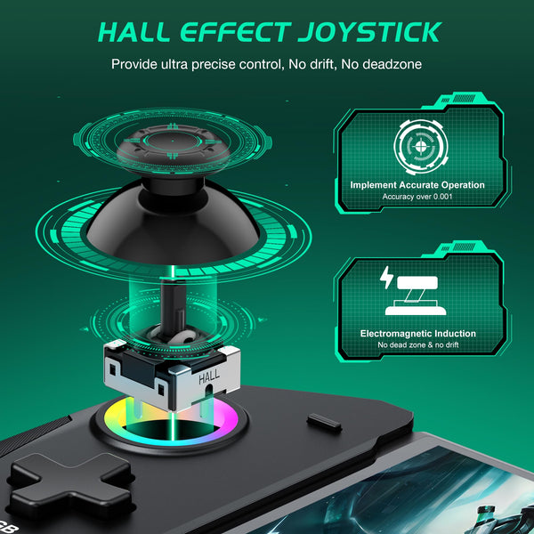 HELLCOOL Switch Pro Controller for Switch/OLED,Switch Controller for Handheld Grip with Hall Effect Joystick,One-Piece Switch Joycon with Turbo/Programmable/6-Axis/Vibration/RGB/4 Card Slot(Black)