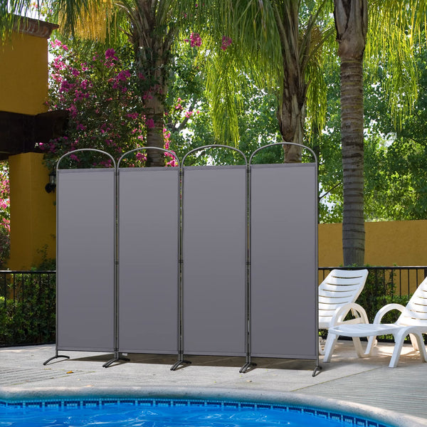 Angel Living Paravent 4 Panels Room Divider Protective Screen Wall Room Partition for Offices, Balcony, Bedroom, Outdoor Garden 224 x 182 cm Grey