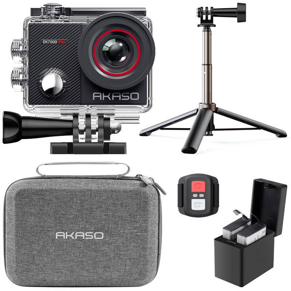 AKASO EK7000 Pro 4K Action Camera - Touch Screen EIS Adjustable View Angle 40m Waterproof Underwater Camera Remote Control Helmet Camera with Accessories Kit