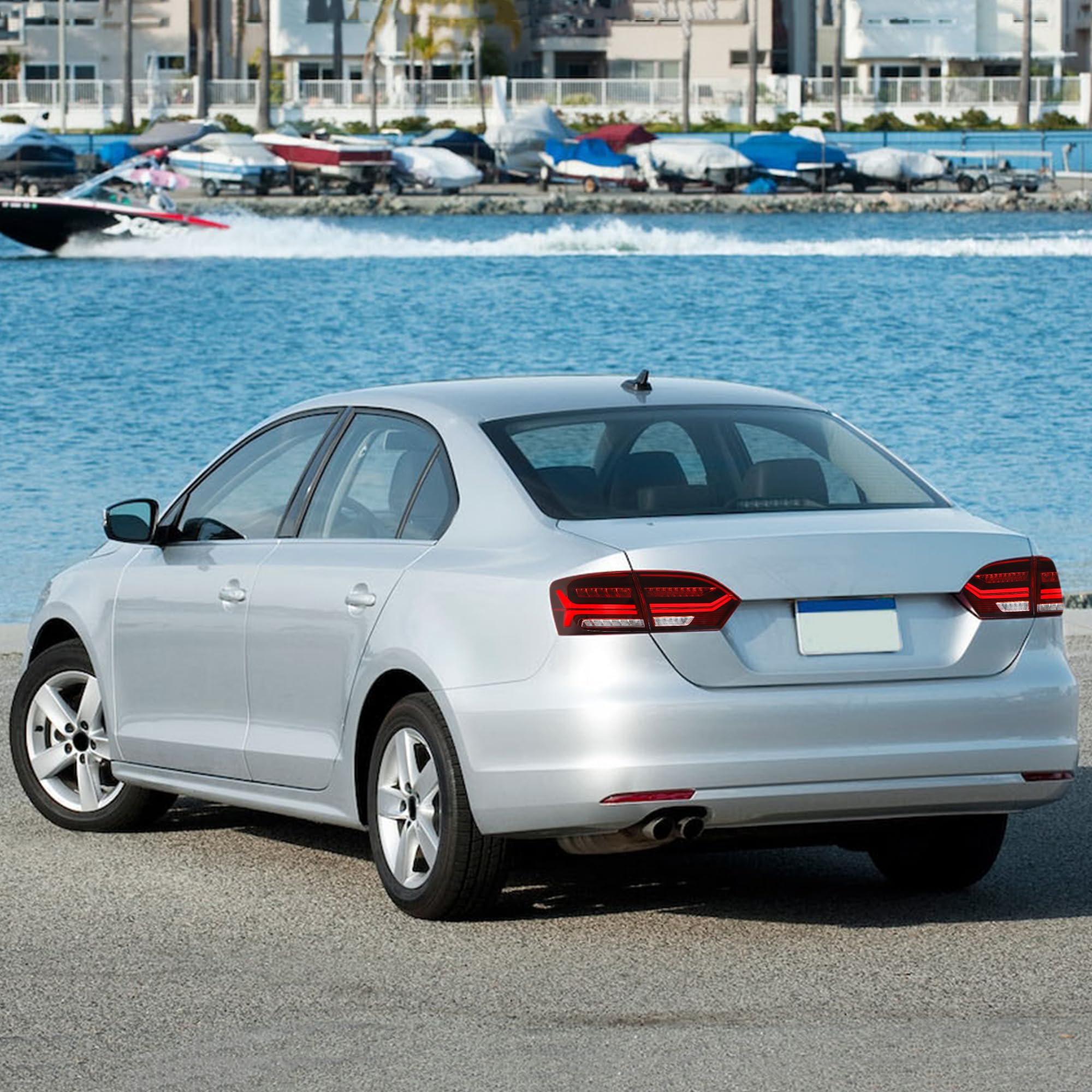 VLAND LED Rear Lights compatible with Jetta MK6 2011-2018 Sedan [Not fit LED & GLI models], Driver & Passenger Side - Red