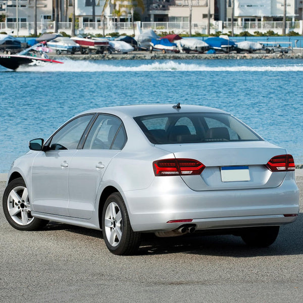 VLAND LED Rear Lights compatible with Jetta MK6 2011-2018 Sedan [Not fit LED & GLI models], Driver & Passenger Side - Red