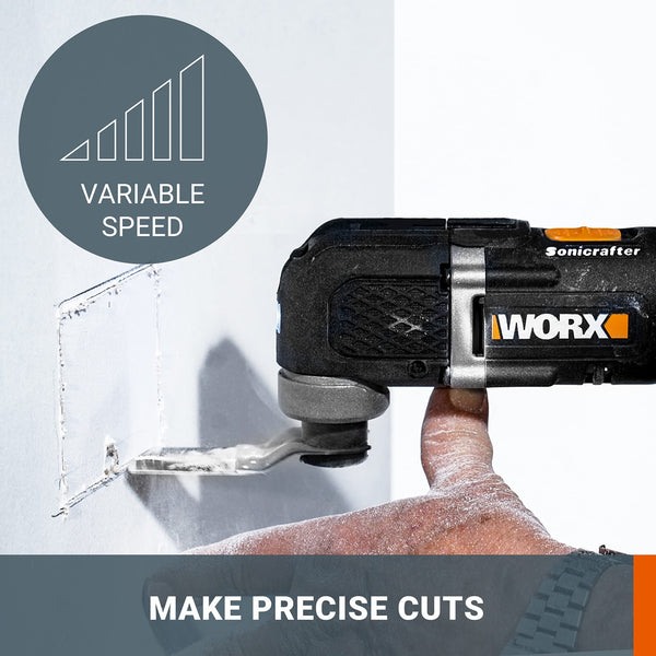 WORX WX696.9 Sonicrafter Cordless Oscillating Multi-Tool, Power Share, Variable Speed with Accessories, 18V (20V Max)
