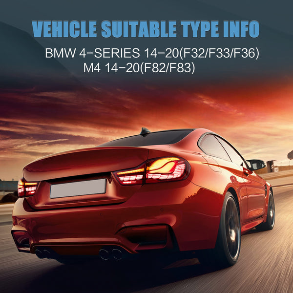 VLAND OLED Rear Lights Compatible with 2013-2018 BMW 3 Series F30 F35 F80 320i 328i 335i Sedan (Not for F31 F34), Tail Lights with Sequential Indicators, E-mark, Red