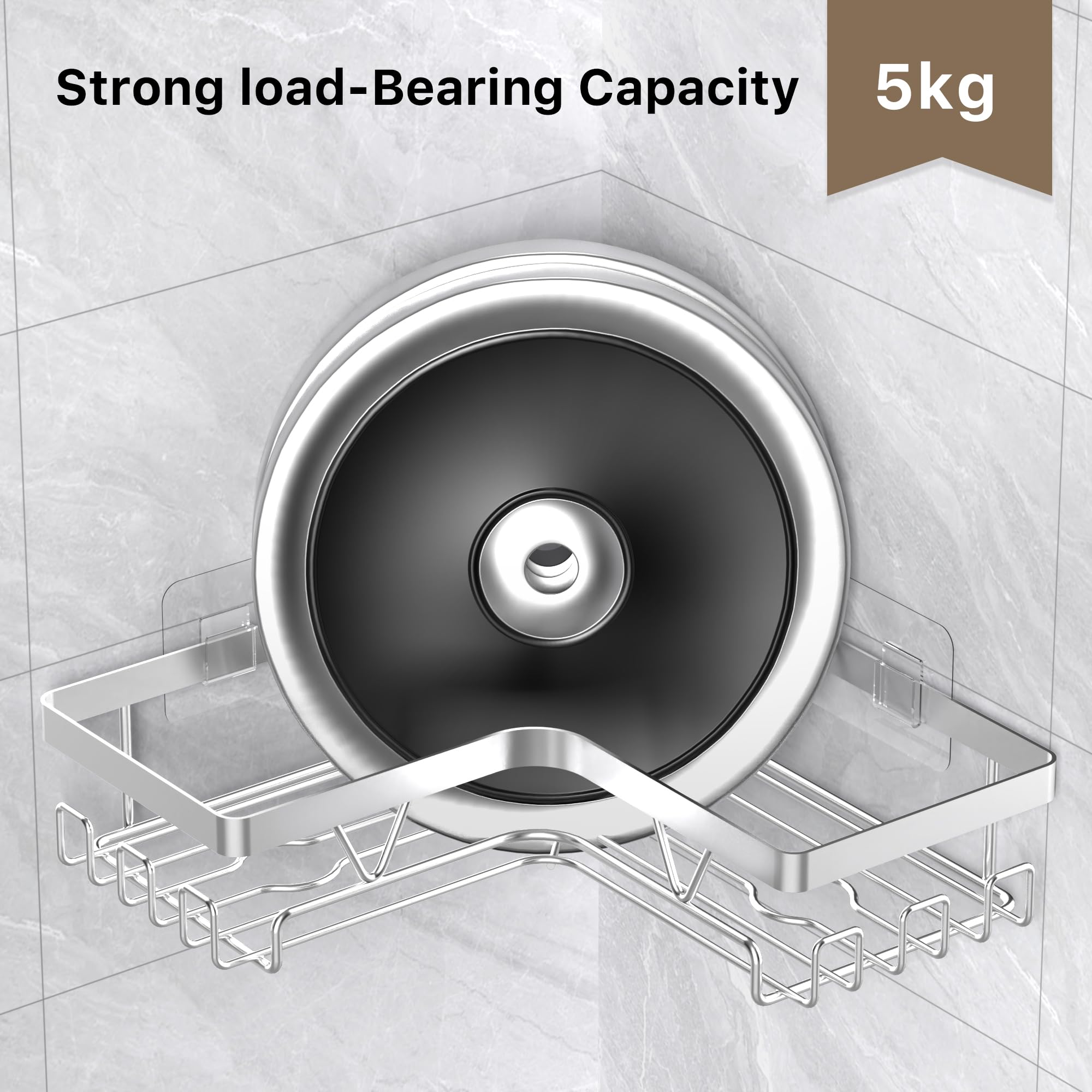 Kegii Telescopic Shower Caddy Corner - Stainless Steel Shower Shelf No Drilling Bathroom Caddy with Soap Holder and Hooks(White), On The Bath or Stand Up Shower