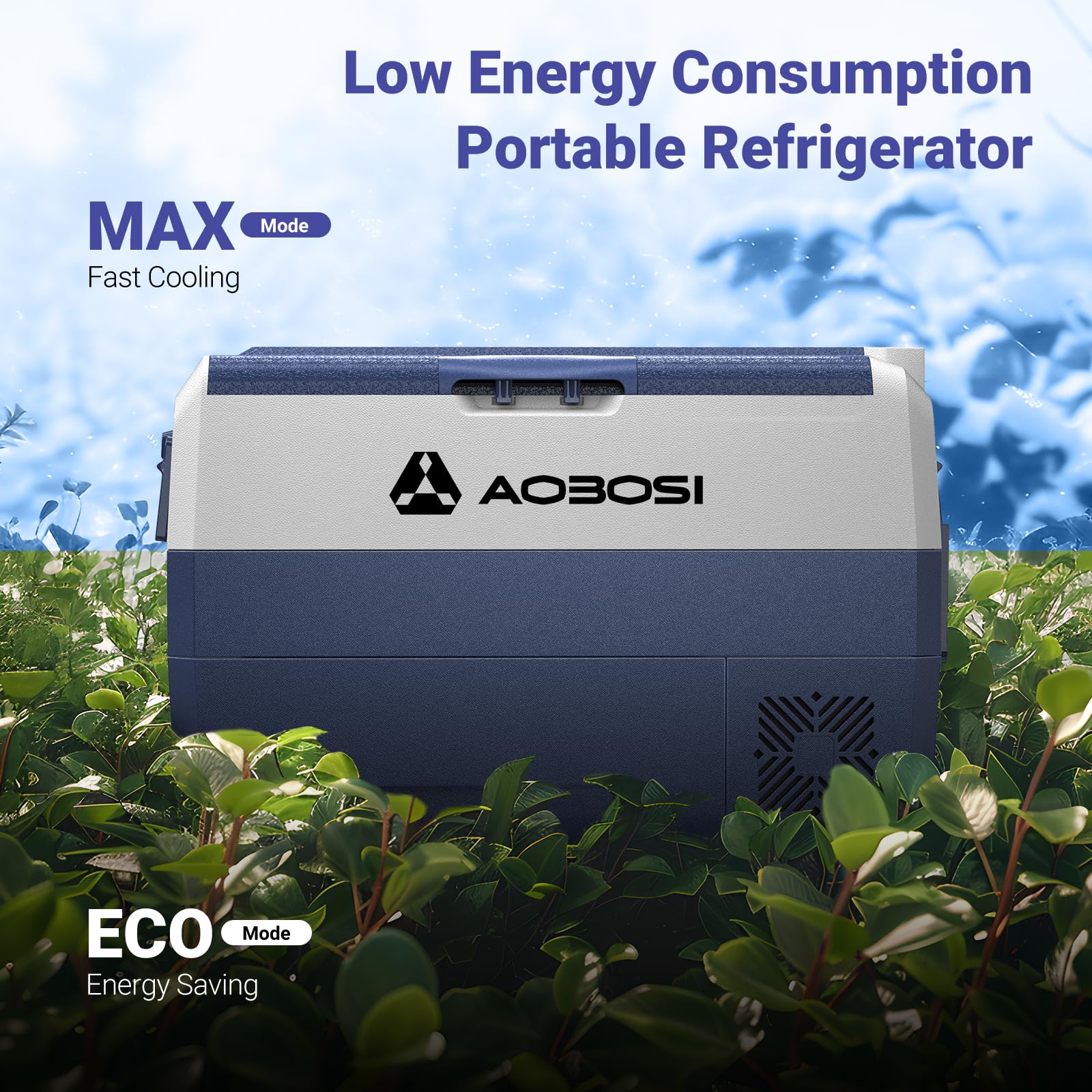 AAOBOSI Compressor Camping Fridge 95L, Car Fridge Dual Zone with 12/24V DC and 100-240V AC, -20°C to 20°C Portable Freezer for Car, Campervan, Lorry, Truck, Boat