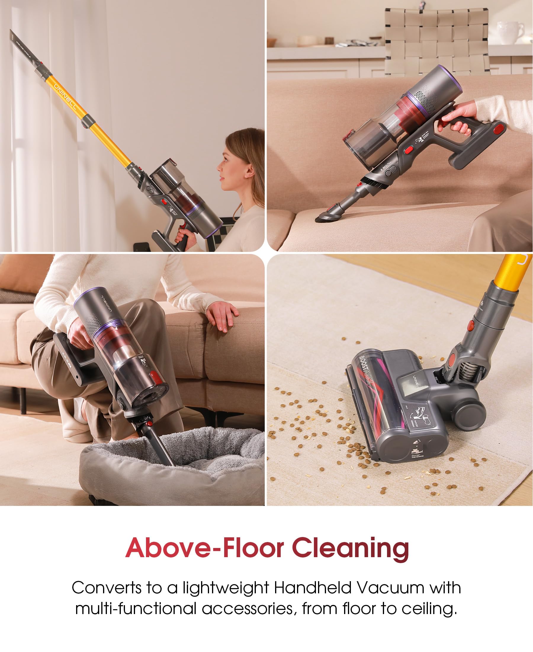 Cordless Vacuum Cleaner, 48Kpa 550W 65Mins Vacuum Cleaner for Home, Vacuum Cleaners with Wall Mount Charging, Anti-Tangle Stick Vacuum Self-Standing, Vacuum Cordless Rechargeable for Pet Hair/Carpet