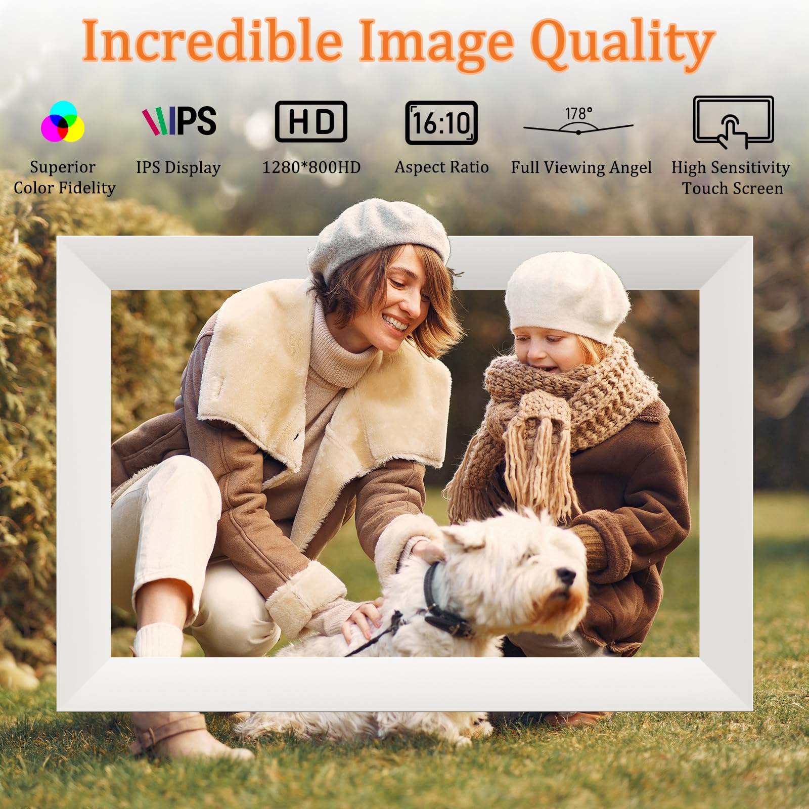 Hesmor 15.6 Inch Digital Photo Frame WiFi Frameo Picture Frame, 1920x1080 FHD IPS Touchscreen, 32GB Auto Rotate, Electronic Photo Frames Share Photos/Videos Anywhere