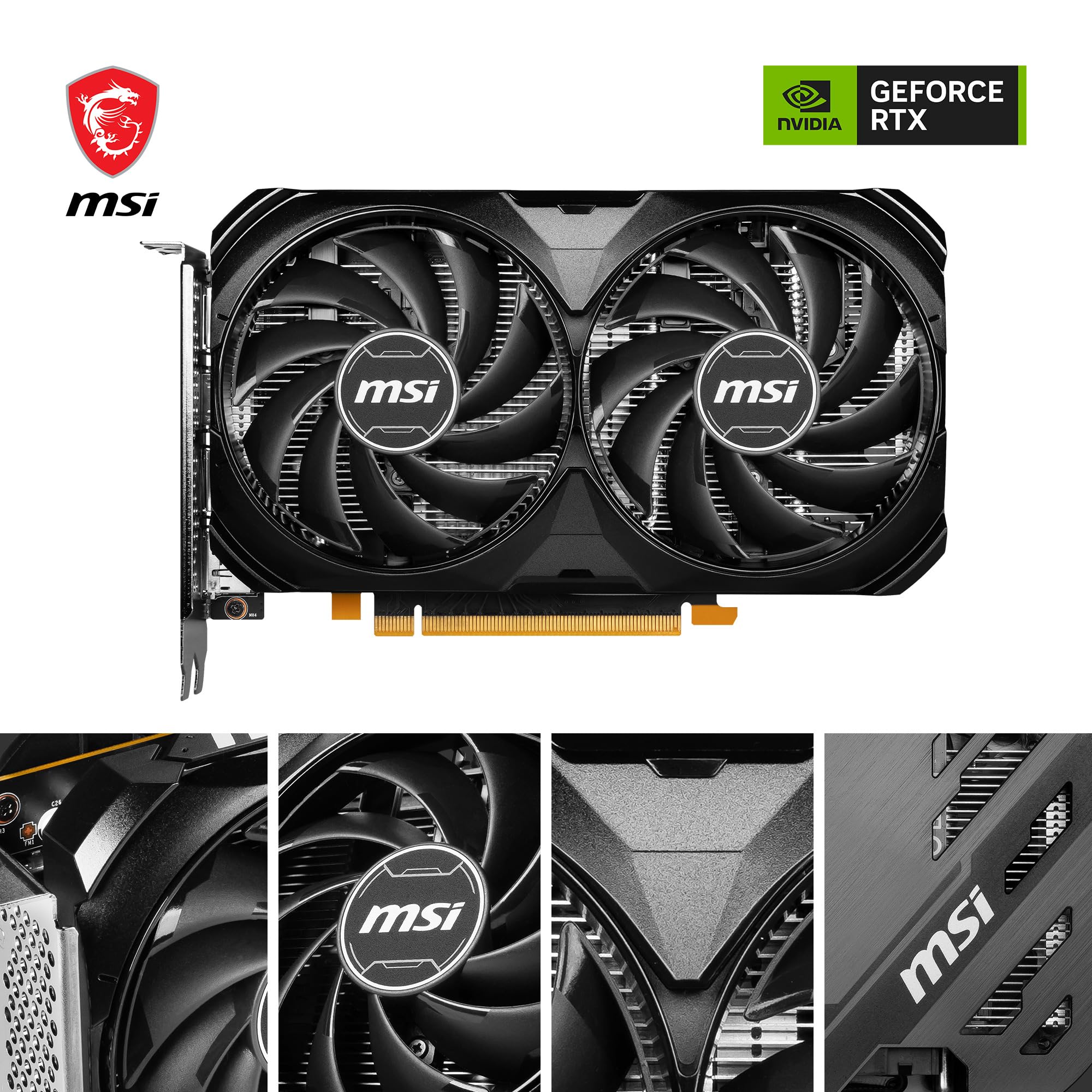 MSI GeForce RTX 4060 VENTUS 2X WHITE 8G OC Gaming Graphics Card - 8GB GDDR6X, PCI Express Gen 4, 128-bit, 3x DP v 1.4a, HDMI 2.1a (Supports 4K & 8K HDR)