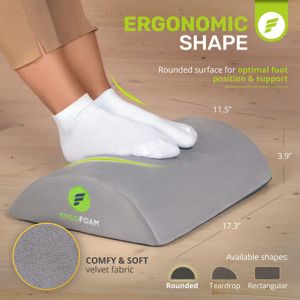 Ergonomic Foot Rest Under Desk - Premium Velvet Soft Foam Footrest for Desk - Most Comfortable Desk Foot Rest in The World - Non-Slip Bottom - Foot
