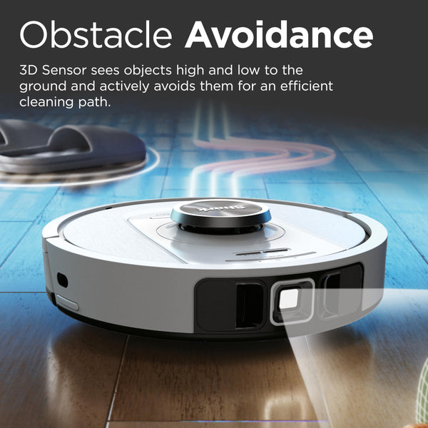 Shark PowerDetect Robot Vacuum with 60-Day Self-emptying Base - Anti-odour - For Carpets, Hard Floors and Pet Hair - 3D LiDAR Navigation - Wi-Fi / App - Odour Cartridge and 2 Brushes Incl. - Black