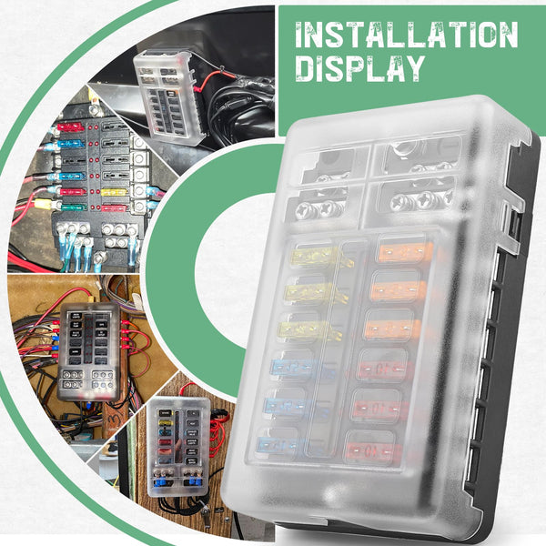 Chelhead 6 Way Boat Fuse Block with LED Indicator 6 Circuit Blade Fuse Blocks 12 Volt Automotive Waterproof with Negative Bus Suitable for 12V/24V Car RV Trailer Truck