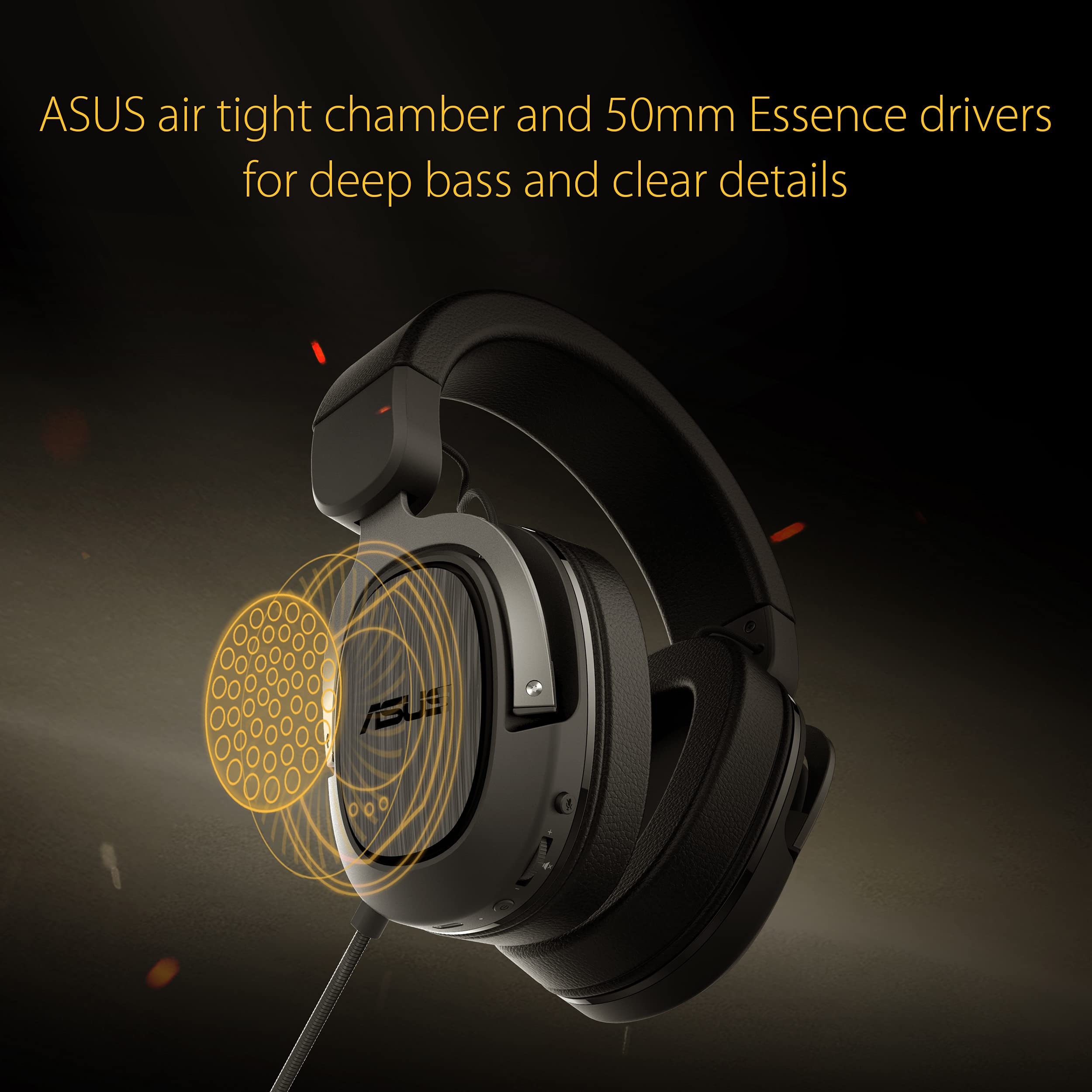 ASUS TUF Gaming H1 Wired Headset (Discord Certified Mic, 7.1 Surround Sound, 40mm Drivers, 3.5mm, Lightweight, For PC, Switch, PS4, PS5, XBOX One, XBOX Series X | S, and Mobile Devices)- Black