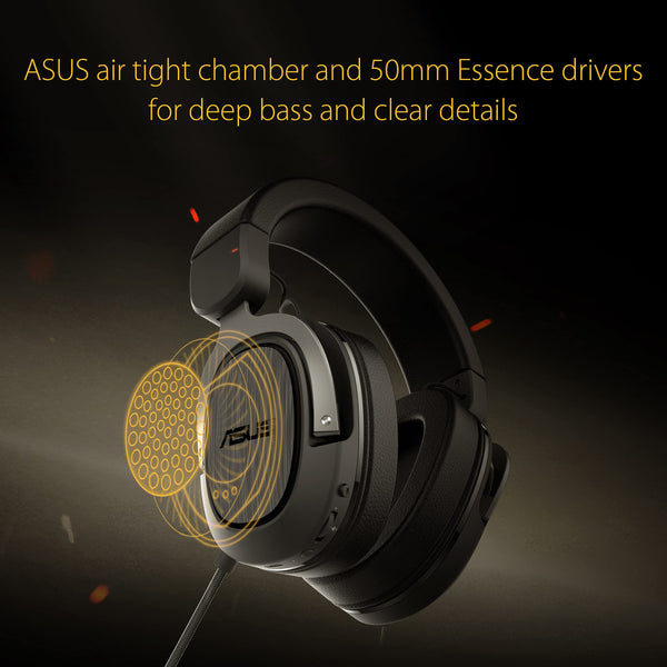 ASUS TUF Gaming H1 Wired Headset (Discord Certified Mic, 7.1 Surround Sound, 40mm Drivers, 3.5mm, Lightweight, For PC, Switch, PS4, PS5, XBOX One, XBOX Series X | S, and Mobile Devices)- Black