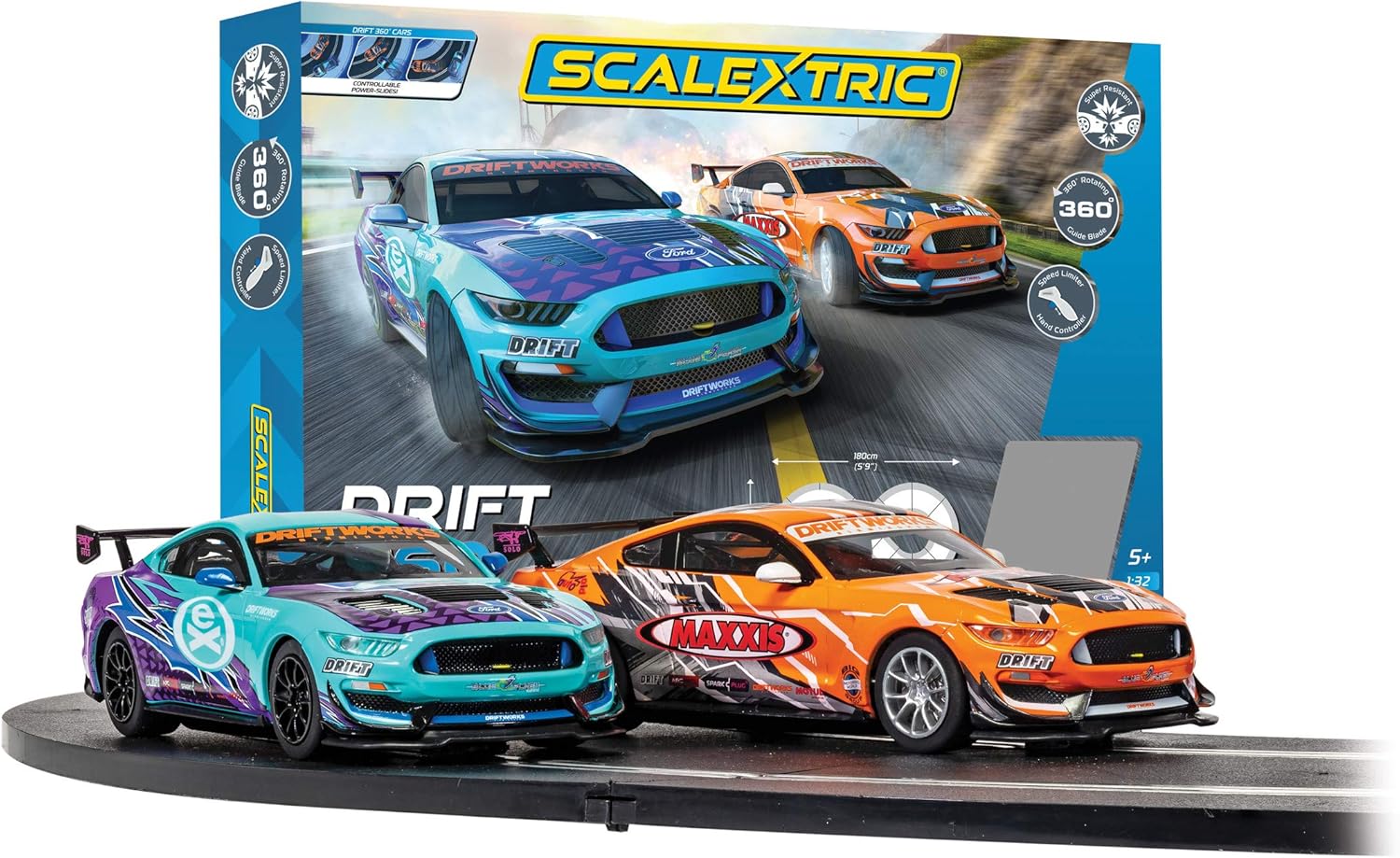 Scalextric Racing Track Sets for Kids - Drift 360 Cars Speed Track - Electric Race Tracks for Boys & Girls 5+, Slot Car Race Tracks - 1:32 Scale Mini Car Racing Sets, Boys Birthday Gifts