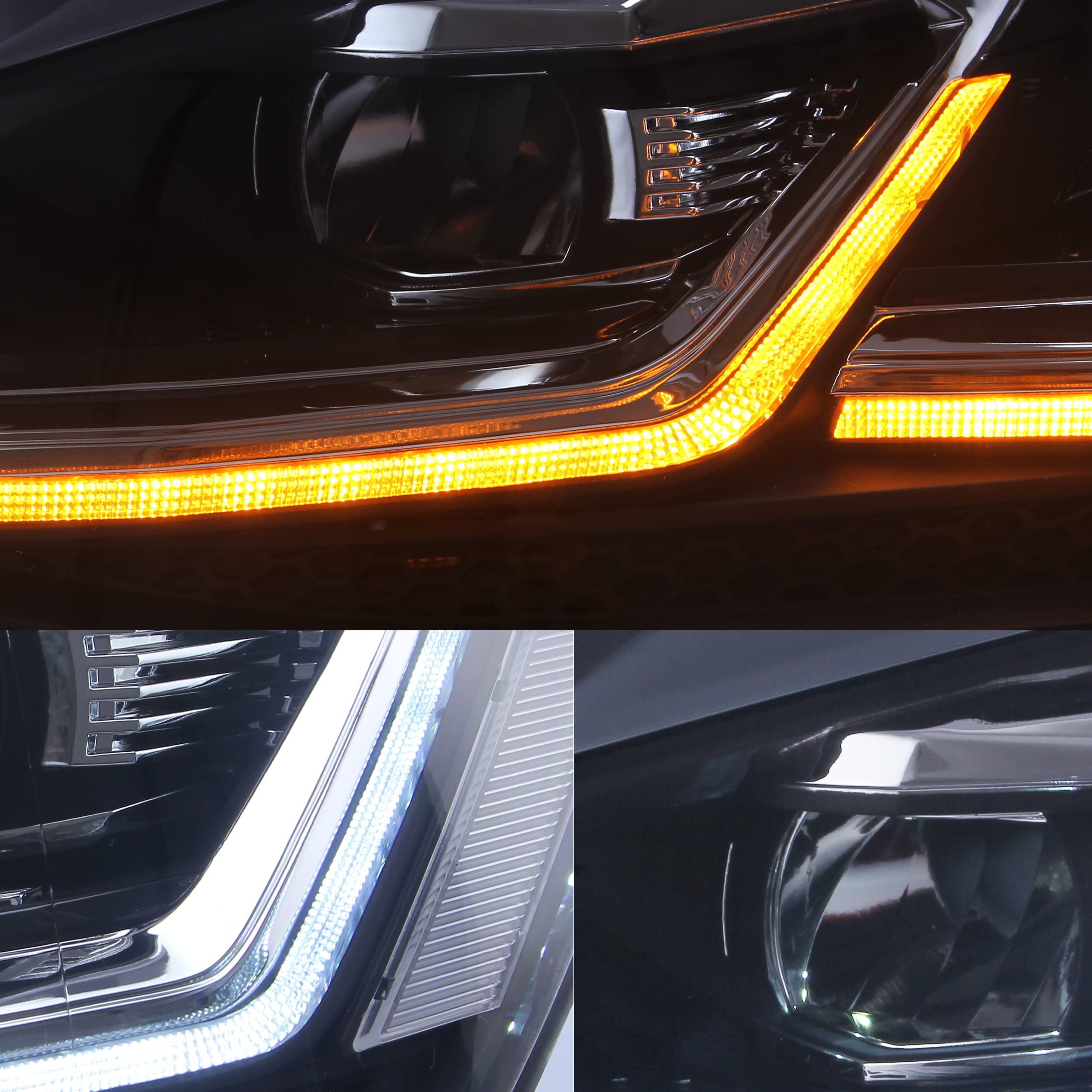 VLAND Headlights Compatible with Golf 7 MK7 TDI TSI 2013-2017, Front Lights with Sequential Indicator, Red Line Headlamps