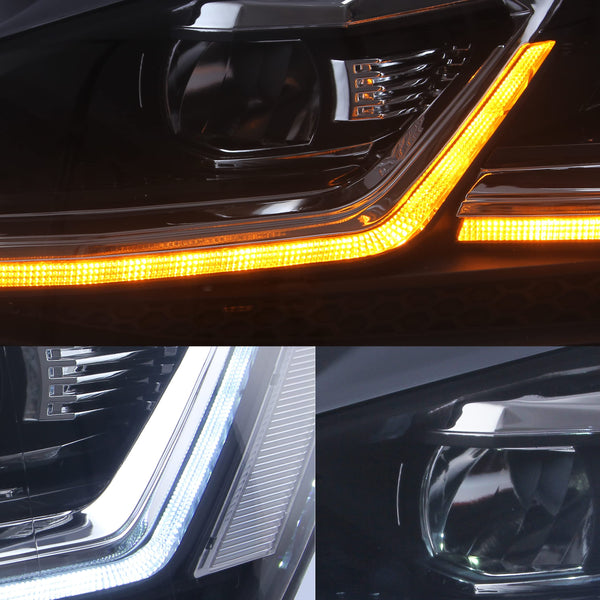 VLAND Headlights Compatible with Golf 7 MK7 TDI TSI 2013-2017, Front Lights with Sequential Indicator, Red Line Headlamps